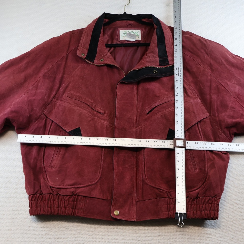 Ash Creek Trading Mens 2X Leather Bomber Jacket Burgundy Suede Western Zip Front - Picture 2 of 7